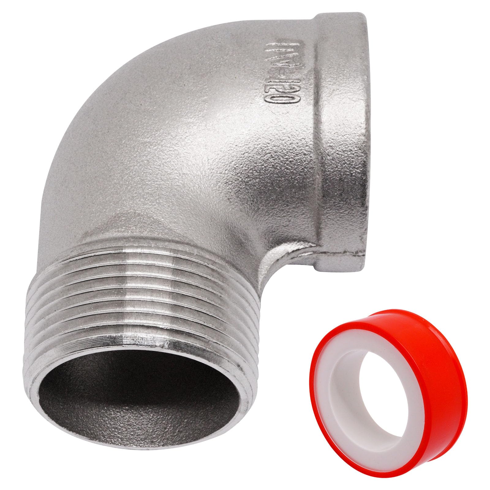 Coude de rue 90° inox raccord NPT mâle femelle raccordement plomberie