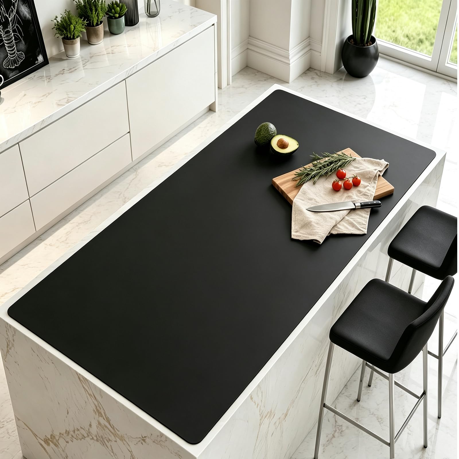 Tapis Silicone Grand 120 x 60 cm, 2 mm Résistant à la Chaleur Tapis Silicone Cuisine, Antidérapant et Antiadhésif, Protege Plan de Travail Cuisine, Pour Plans de Travail de Cuisine