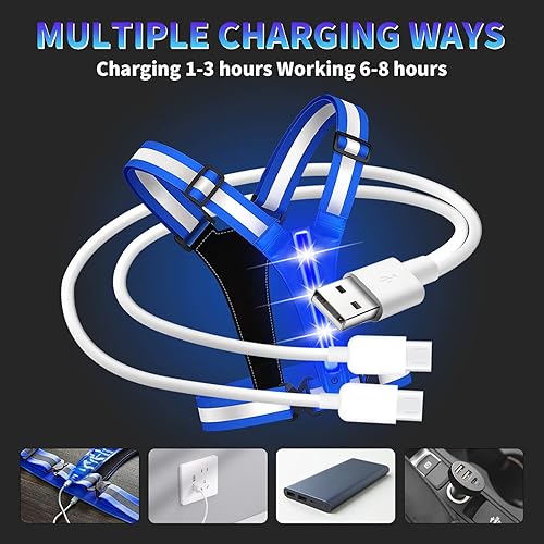 Miniatura 4 de Chaleco reflectante LED para correr recargable por USB chaleco para correr de alta visibilidad luz de 6 a 11 horas con cinturahombro ajustable para