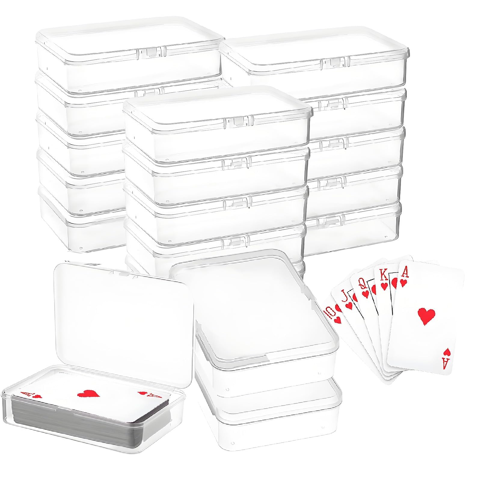 aieieii 18 PCS Playing Card Case, 10.5x7.5x2.5cm Playing Card Box Easy-Carry Handle Clear Trading Cards Storage Box