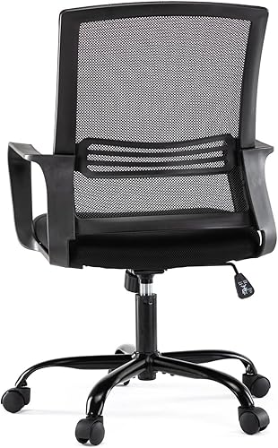 Miniatura 5 de SMUG Silla de oficina ergonómica de malla, silla de escritorio para computadora, sillas ejecutivas de oficina en casa con soporte lumbar, Negro