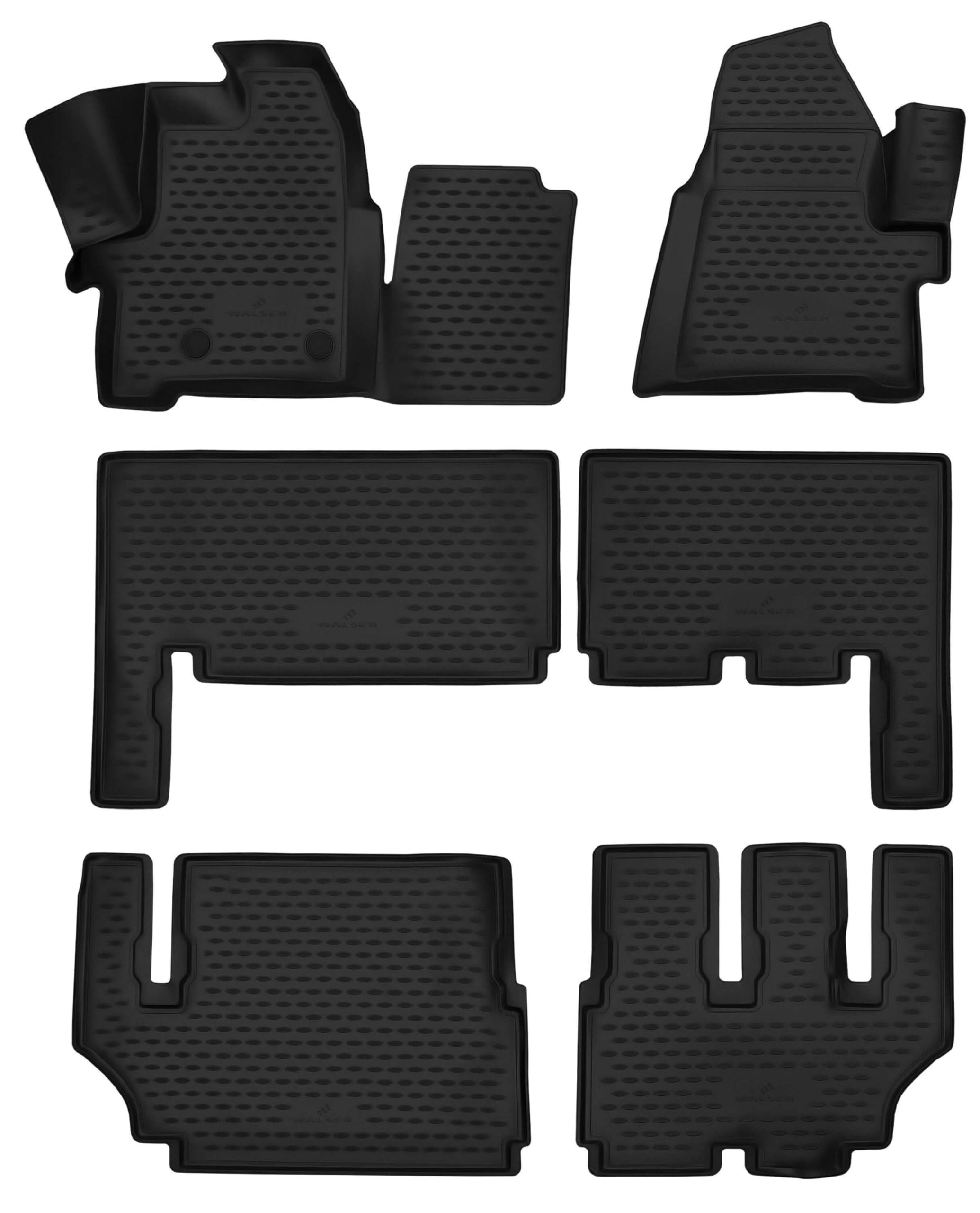 WALSER XTR Gummi Fussmatten Auto für Ford Tourneo Custom Bus (F3), 8 Sitzer 2012 - Facelift 2017, 100% passgenaue Auto Fußmatten, robuste Universal Fußmatte Auto, Gummimatten Auto
