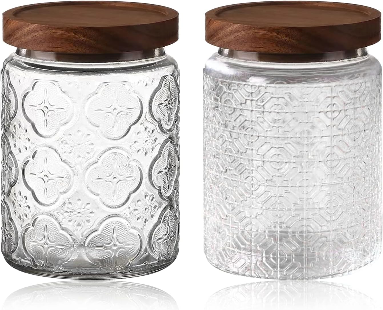 Chris.W 2 PCS Vintage Glass Kitchen Storage Counter Sealed Jar 24oz