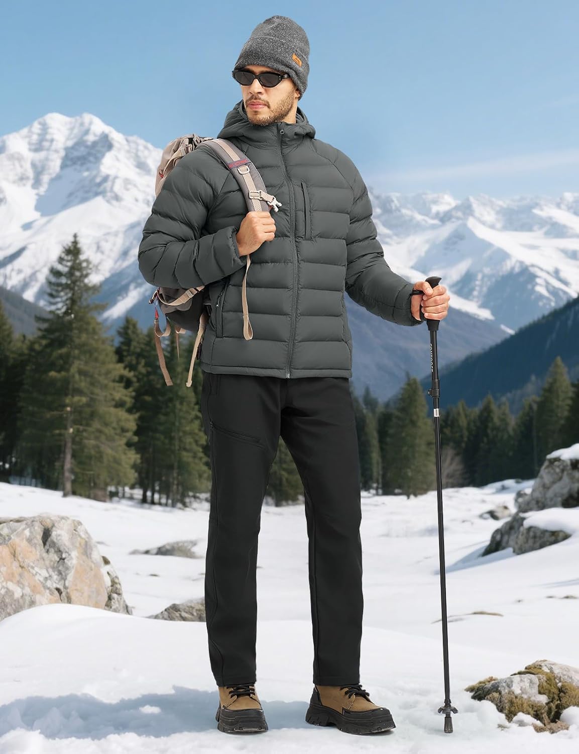 TBMPOY Men's Puffer Jacket Lightweight Hooded Winter Warm Water-Resistant Coat for Ski Casual Travel - Image 2