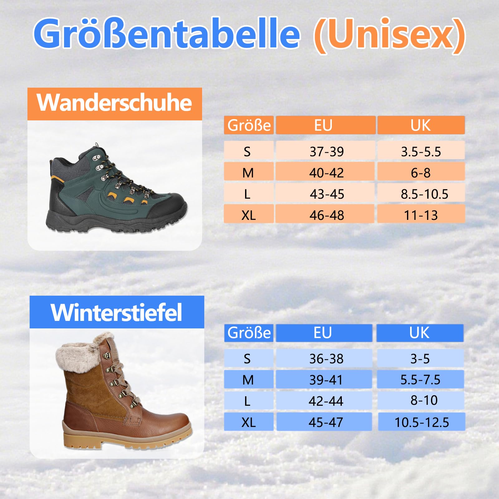 Steigeisen, Spikes für Schuhe Wanderschuhe Bergschuhe, Grödel für Winter Gehen Wandern Trekking EIS, Schuhspikes Ice Schuhkrallen Eisspikes