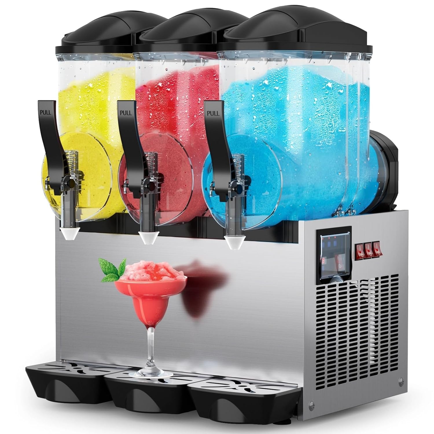 Máquina Comercial De Granizados De 15 litros - 3 Depósitos para Margaritas, Máquina De Batidos Y Bebidas Congeladas De 1300 W para Bares, Restaurantes, Fiestas Y Cafeterías.