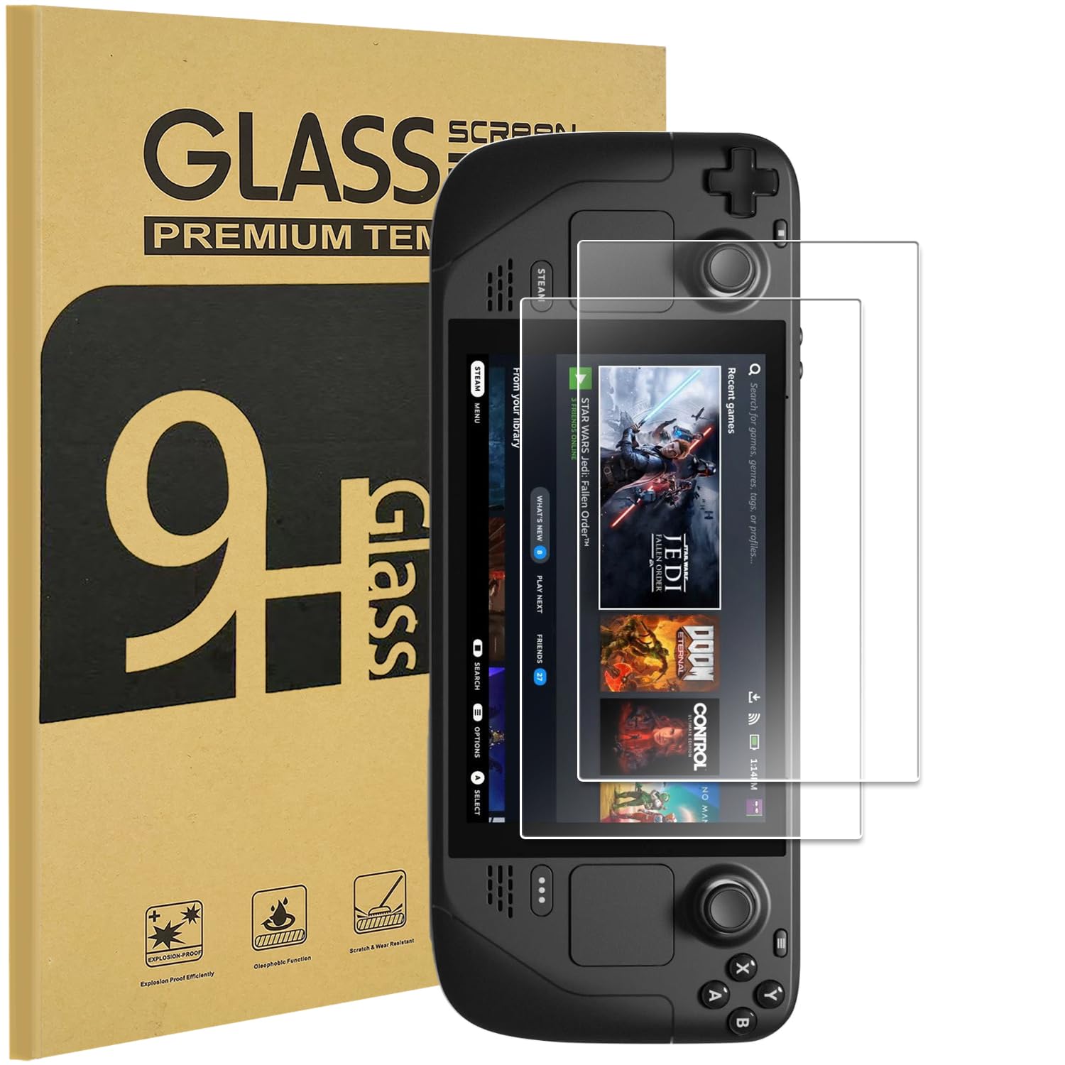 KEANBOLL (2-Pack) Tempered Glass Screen Protector Designed for Steam Deck Oled 7.4 inch 2023 & Steam Deck 7 inch 2022,(Ultra Clear & 9H Hardness & Scratch Resistant & Easy Installation)