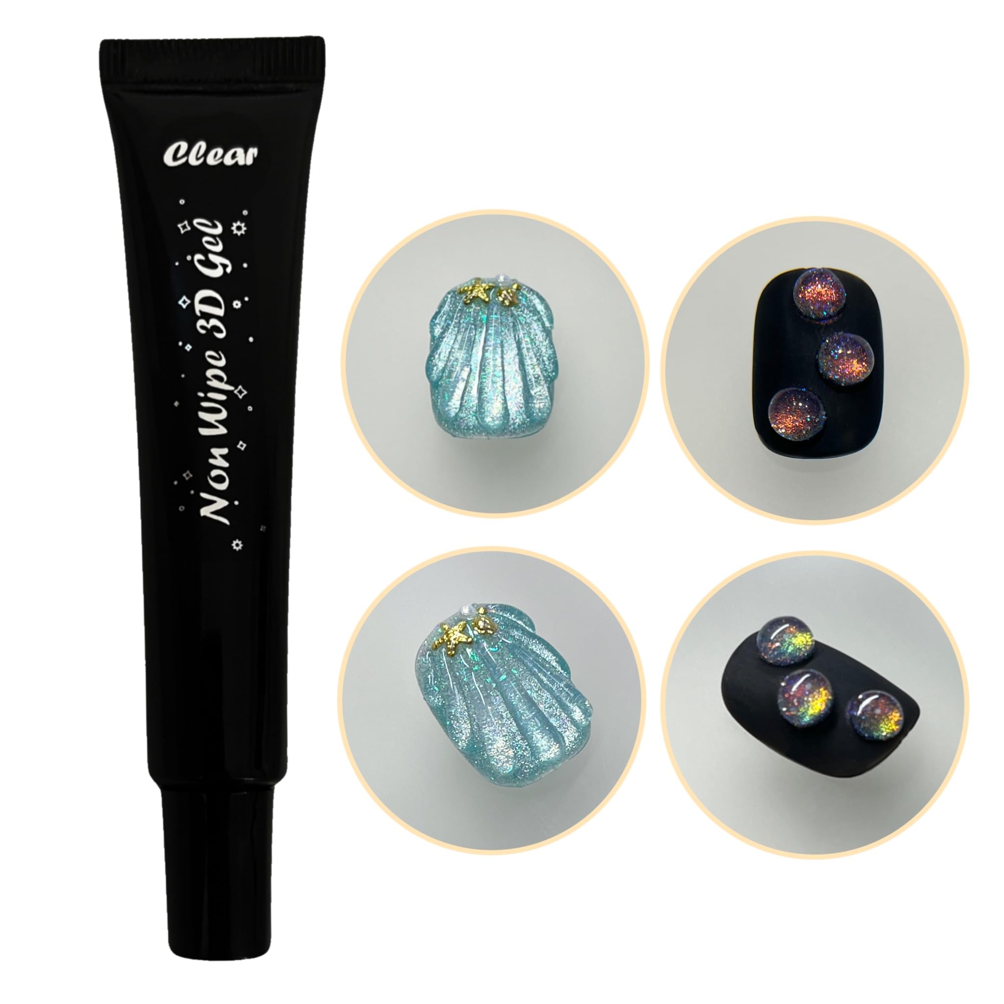 Non Wipe Clear 3D Gel Super Strong Gel Nail Glue for Rhinestones Mirror Chrome Powder Multifunction Nail Art Nails 3D nailarts DIY Nails at Home