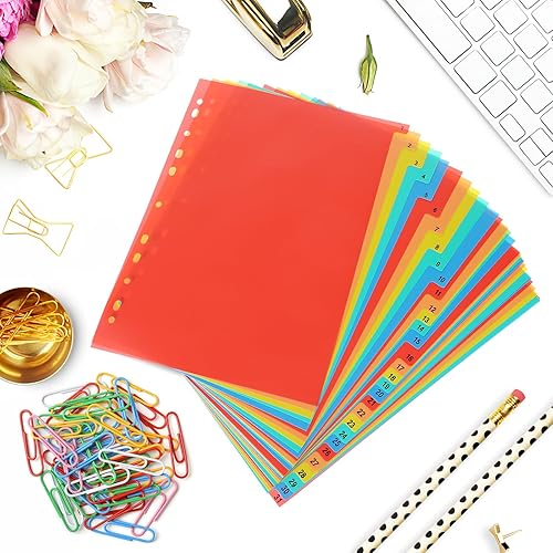 Miniatura 6 de Ciieeo 4 juegos a4 divisor de índice perforado cuaderno de color carpetas de archivos de letras pestañas del alfabeto, separador de fichas de índice