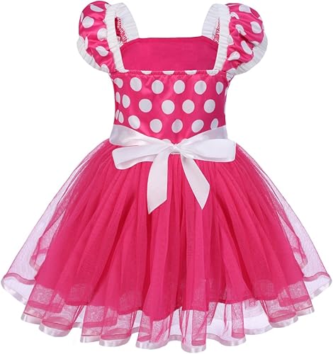 Miniatura 4 de IBTOM CASTLE - Disfraz de princesa para niña con estampado de lunares y tutú, ideal para cosplay, desfile de disfraces y vestido de cumpleaños