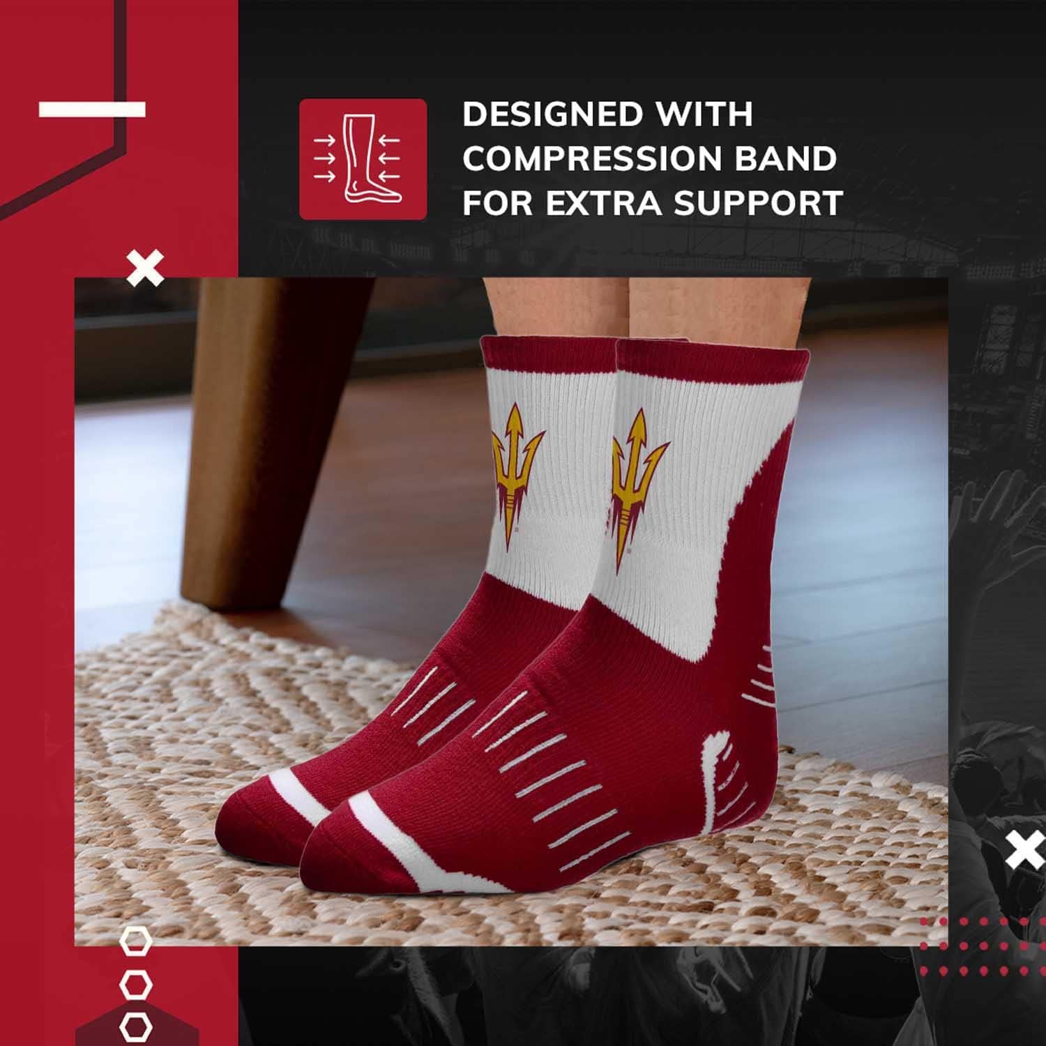 For Bare Feet NCAA Youth Surge Team Mascot Quarter Socks - All Weather Performance - Girls & Boys - Enhance your Footwear - Image 3