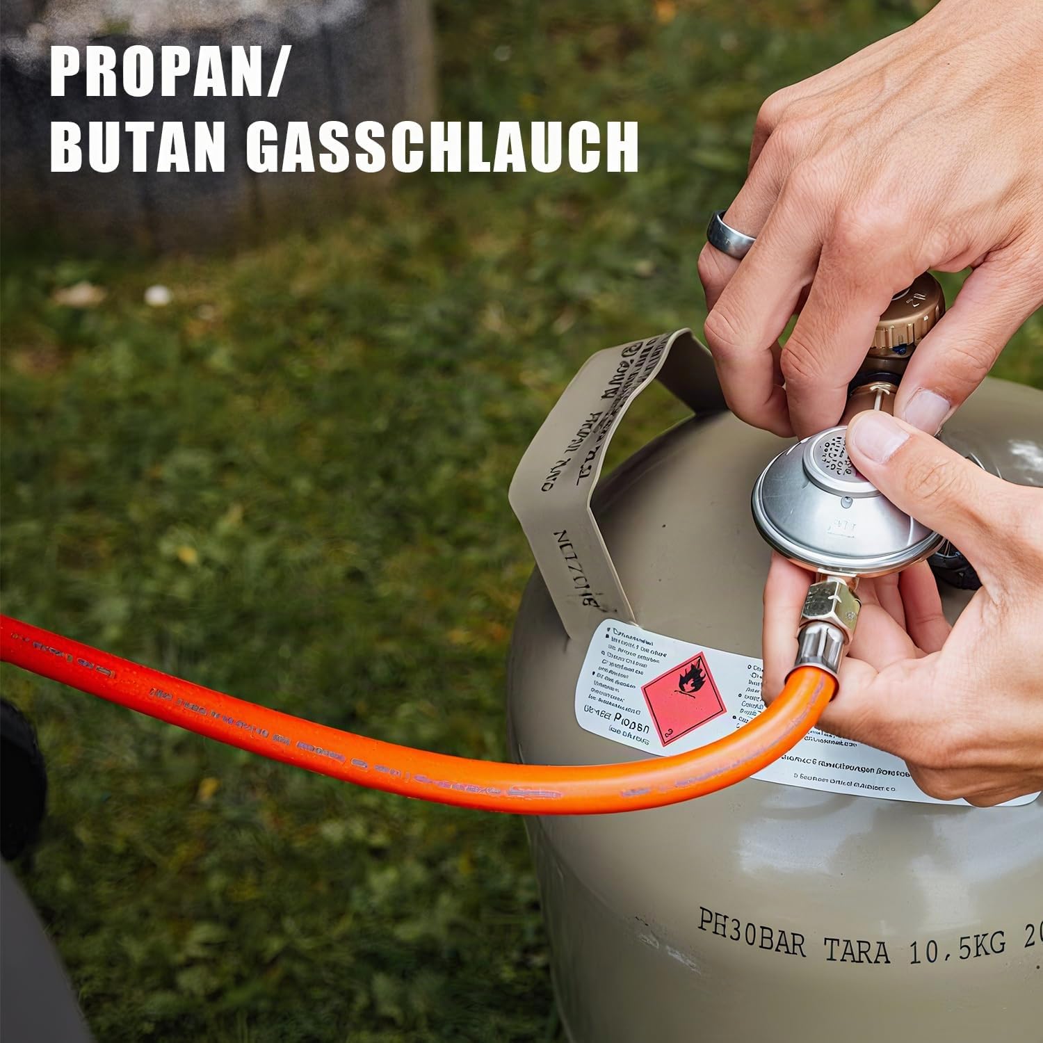 Industrial Gasschlauch 2pcs 500cm mit Schelle 2×1/4" lks, Propan/Butan Gasschlauch 5m x 2 G1/4'' x G1/4'