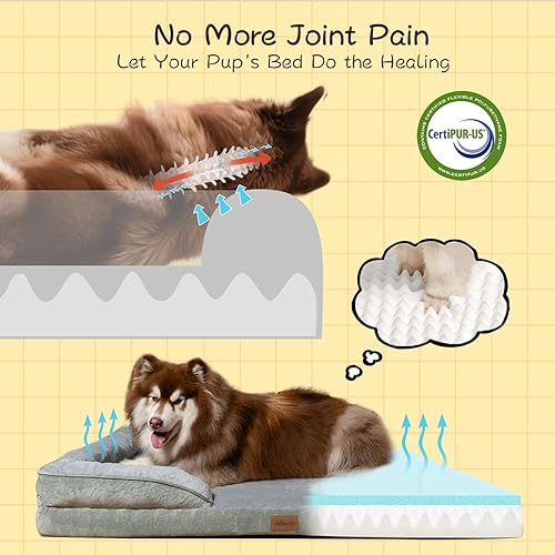 Miniatura 2 de Cama ortopédica para perros  Espuma de jaula de huevos de gran soporte, interior 100% impermeable, fácil de limpiar, funda extraíble, resistente,