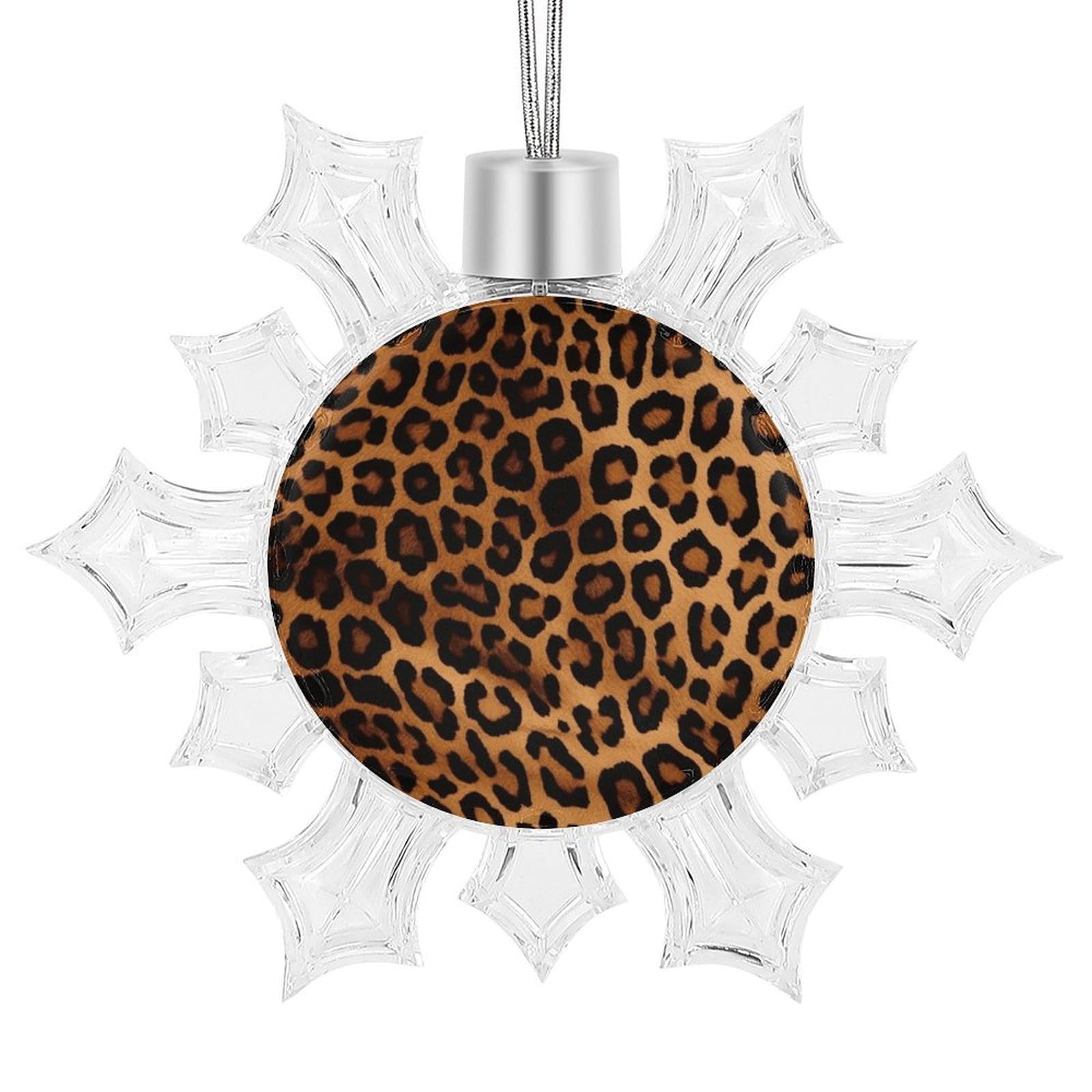Cool Cheetah Leopard Snowflake Ornaments Cute Snowflake Pendant Exquisite Christmas Tree Ornaments for Christmas Weddings New Year Birthday Holiday Celebration
