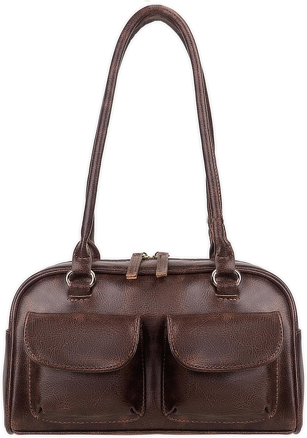 Y2K Shoulder Purses for Women Trendy - PU Leather Retro Boston Handbag, Lightweight and Versatile for Work and Travel