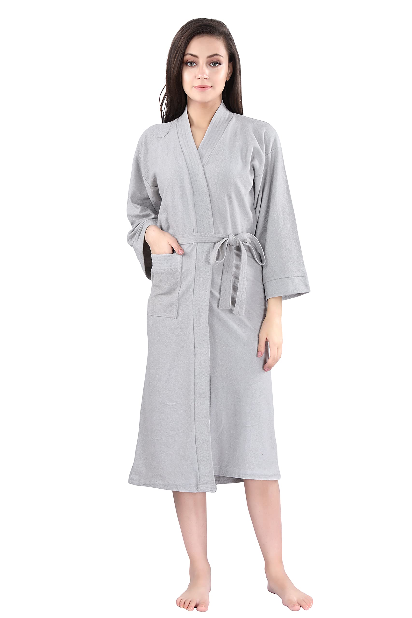 LacyLook Premium Bathrobe Soft Terry Cotton Bathrobe For Women's And Girl's | Full Sleeves Grey | (S, Grey)