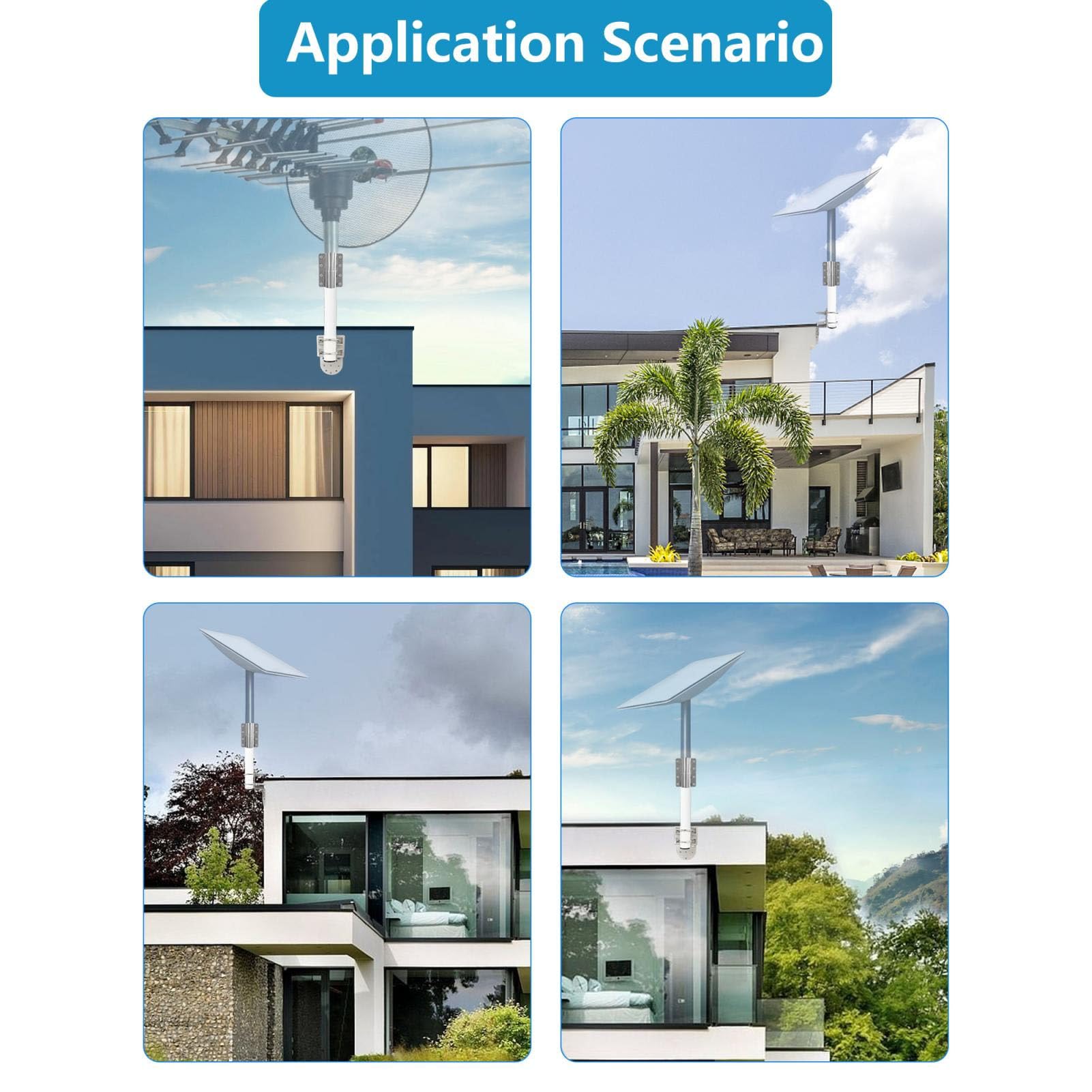 Supporto da Tetto , Supporto da Palo in Acciaio Regolabile Resistente Alle Intemperie da 3 Mm, da Parete con compatibilità Universale per Parabola Rettangolare V2