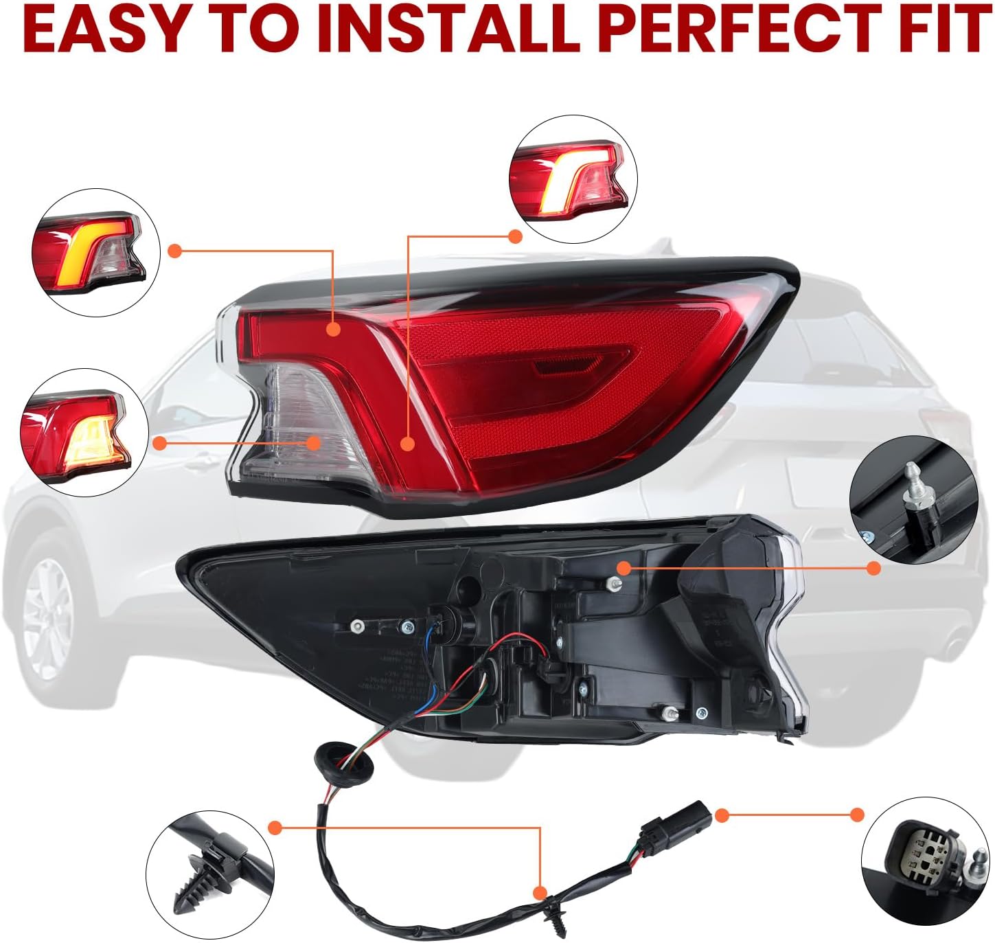 Tail Light Outer Rear Lamp For Ford Escape 2020 2021 2022 LJ6Z13404 (Right Passenger Side)