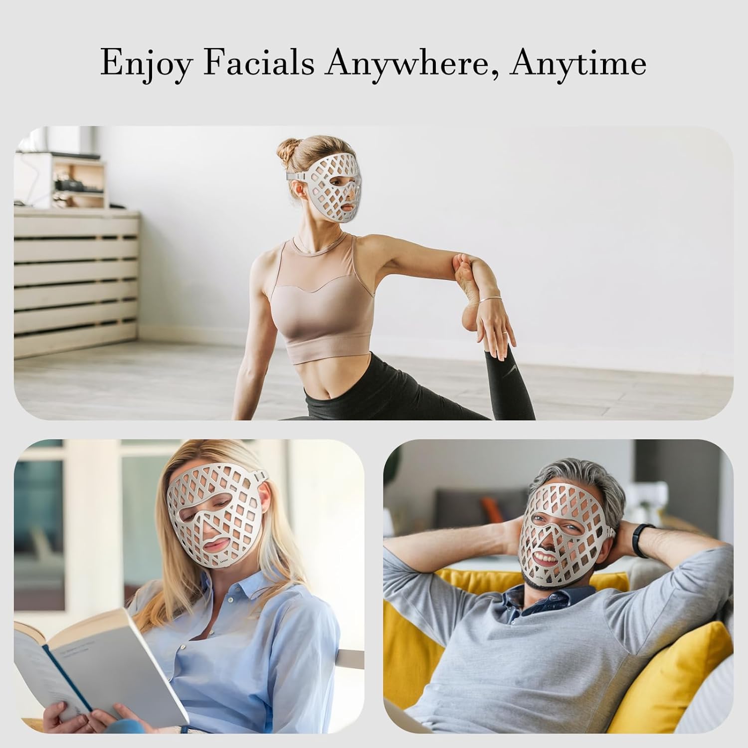 Red Light Therapy for Face, Red Light Therapy Mask with 4 Modes Infrared Light, 3000mAh Rechargeable, Digital Remote Control, Portable LED Face Mask for Home & Travel
