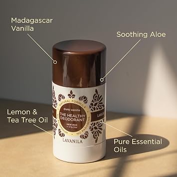 LAVANILA Pure Vanilla Natural Deodorant for Women & Men, 2 Oz (2-Pack) Aluminum Free Deodorant Stick with Beta Glucan Technology, Madagascar Vanilla & Tea Tree Oil Clean, Baking Soda Free, Vegan