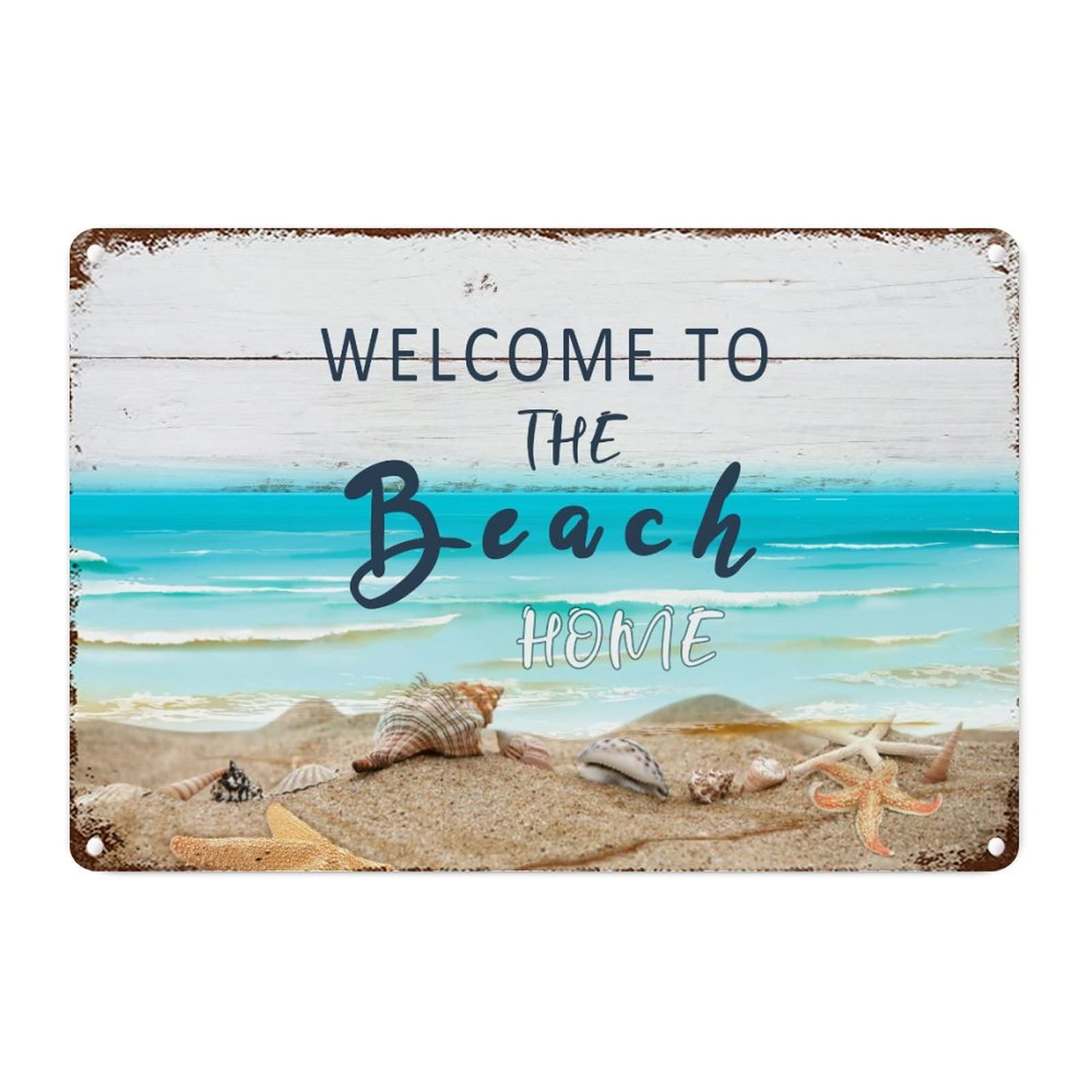 Décoration de plage rustique en métal durable, plaque vintage pour porche d'été