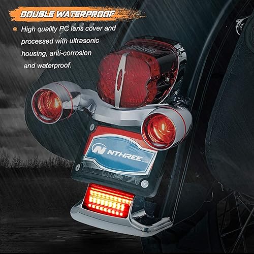 Miniatura 3 de NTHREEAUTO 2 piezas de luces LED para parachoques delanteros y traseros ahumados, puntas de parachoques, luz trasera compatible con Harley Electra