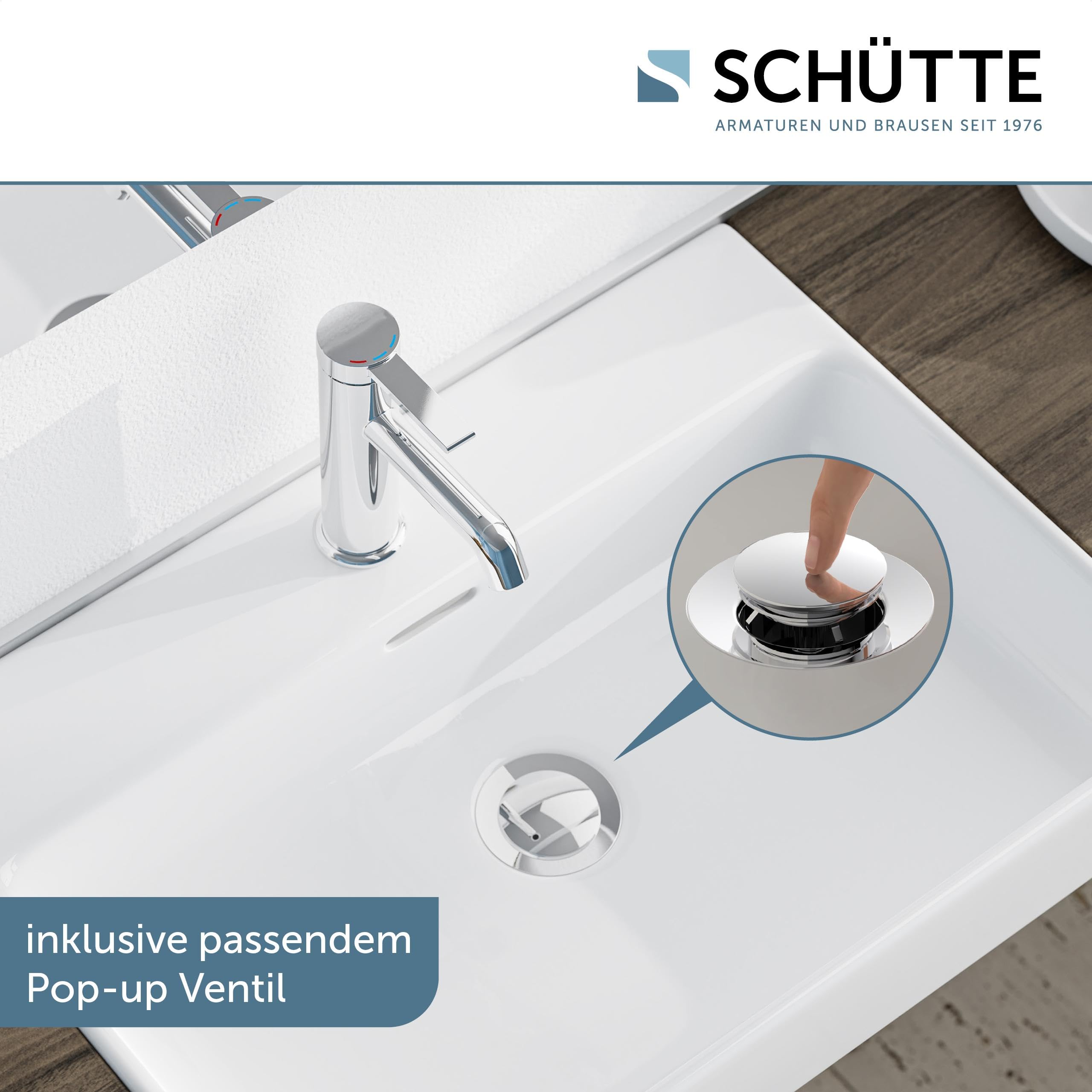 SCHÜTTE LOS ANGELES 33100 LOS ANGELES 33100 - Grifo monomando para baño con tapón de desagüe (cromado)