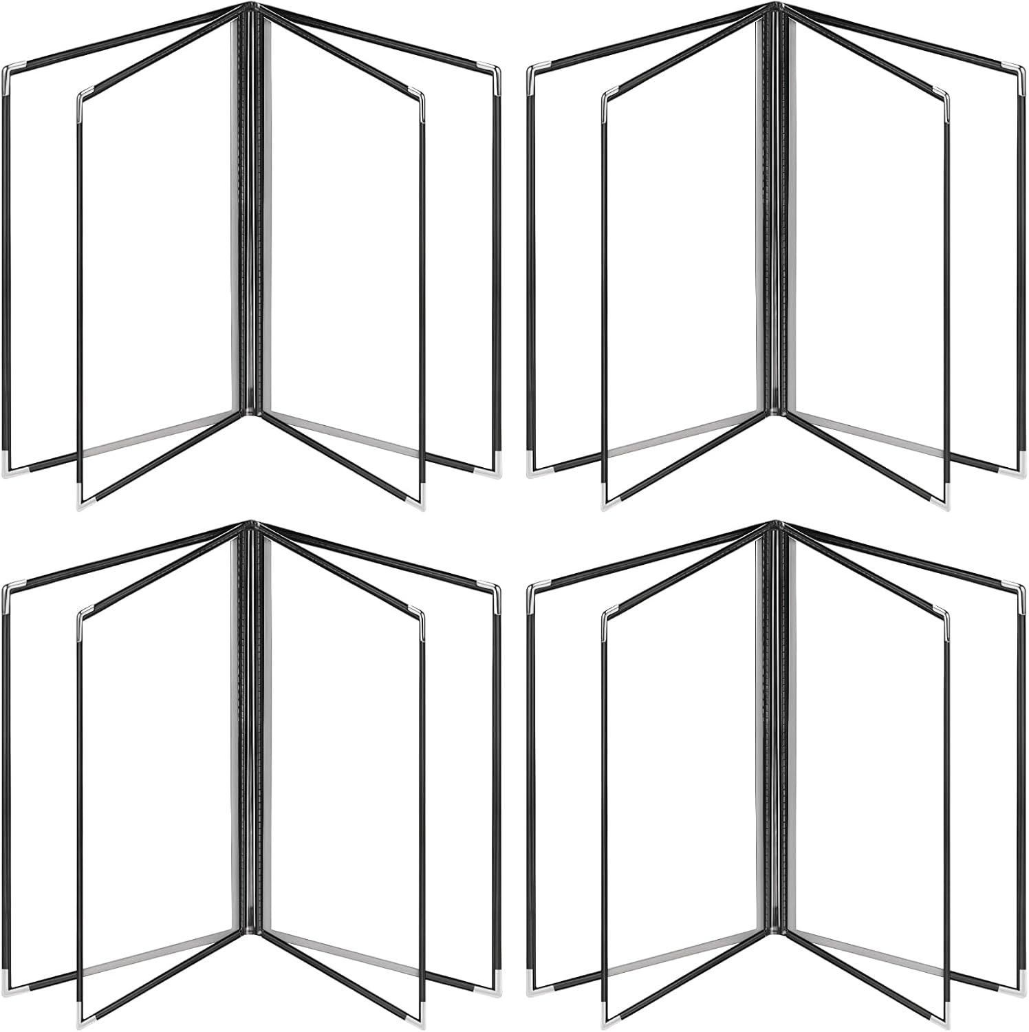 4 Pack PVC Menu Holders with Transparent Sleeves, Black Border, Waterproof, Ideal for Restaurants, Cafes, and Hotels