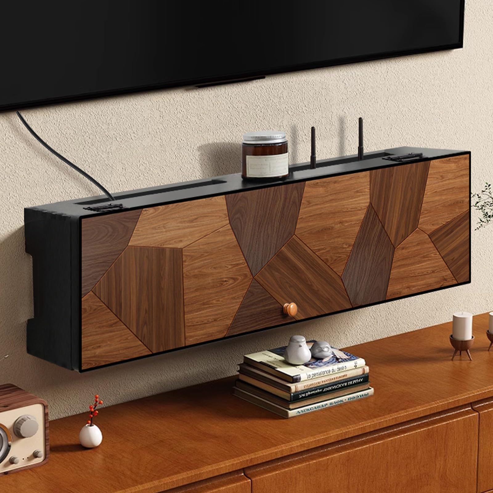 Système de gestion des câbles et armoire de rangement pour routeur boîtier WiFi mural