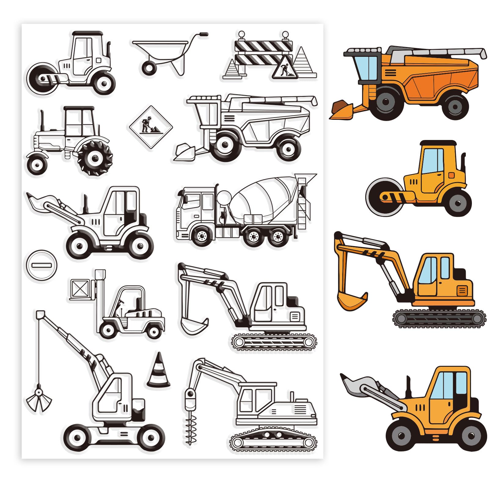 GLOBLELAND Engineering Vehicle Clear Stamps for Card Making Construction Truck and Sign Transparent Silicone Stamps for DIY Scrapbooking Supplies Paper Album Decoration Craft