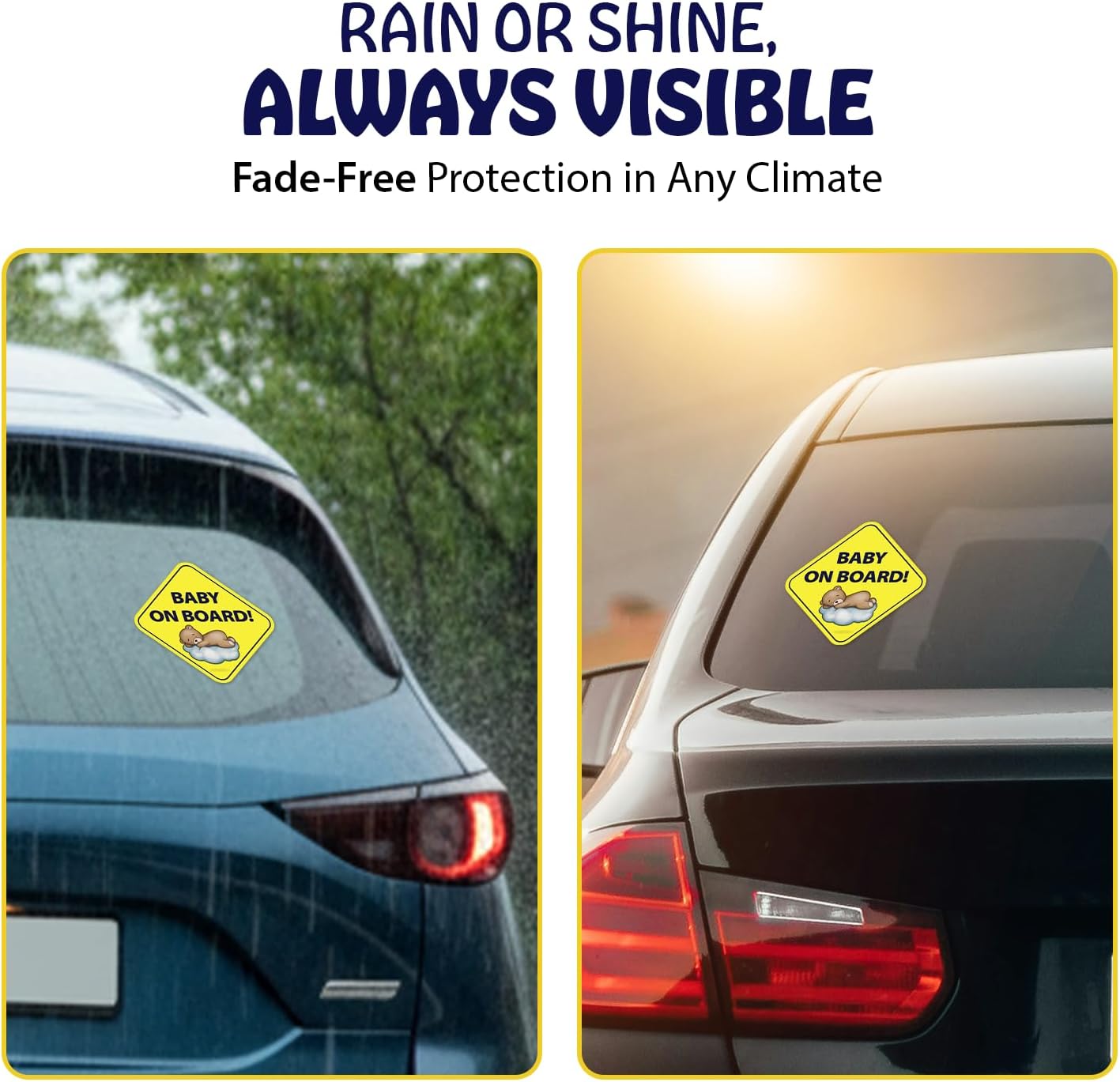 | Baby on Board Stickers (2-Pack) - Strong Adhesive, Waterproof, UV Resistant Child on Board Signs for Car - Paint Safe Safety Stickers for Cars & Windows