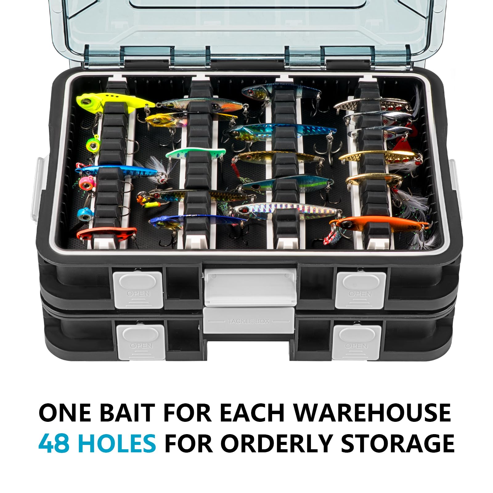 Caja de cebo para pesca, 2 cajas de pesca de 23 x 16 x 5 cm, caja de aparejos de pesca con separadores extraíbles, cajas de pesca para señuelos de pesca Hardbaits Swimbait (plástico verde)