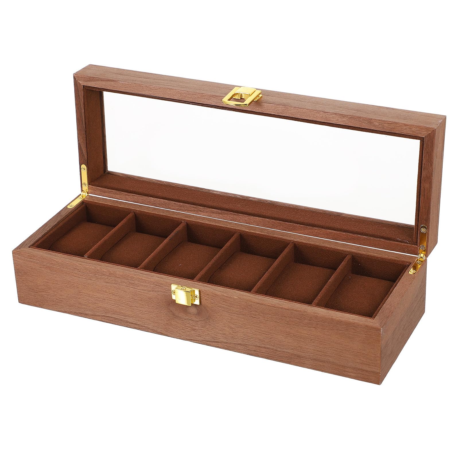 SOLUSTRE Legno Scatola Porta Orologi 6 Scomparti Uomo Vintage