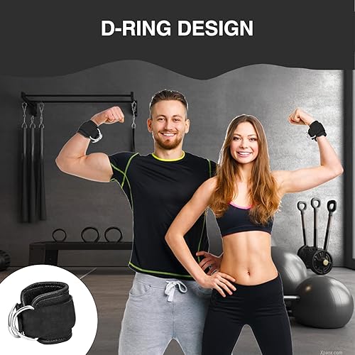 Miniatura 4 de 2 correas de levantamiento de muñequeras con anillos en D para máquina de cable, correas ajustables para levantamiento de pesas de gimnasio