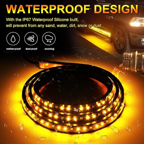 Miniatura 7 de Juego de luces LED para estribos para camión, kit de marcadores laterales ámbar, luces de cortesía blancas extendidas, cabina de tripulación