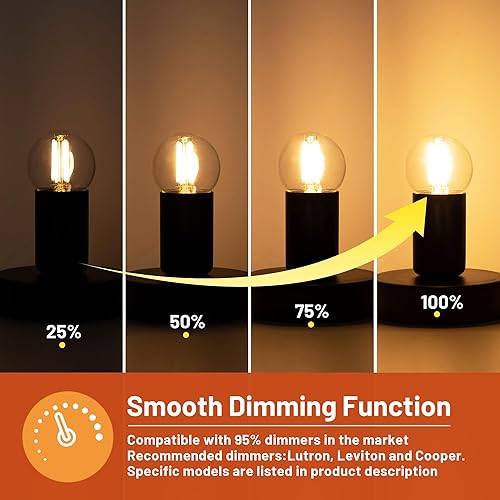 Miniatura 4 de Bombillas LED Edison transparentes E26 regulables, bombillas Edison G16.5 equivalentes a 40 W, bombillas Edison de 40 W, 760 lm 2700 K, blanco