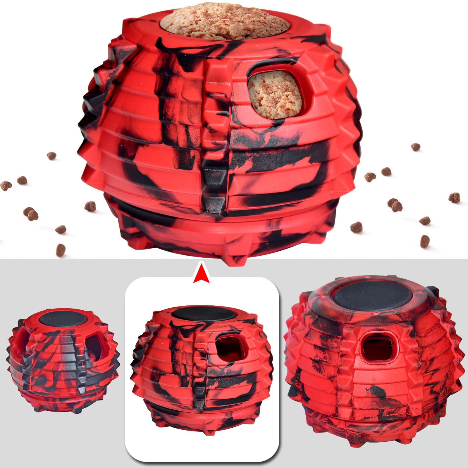 XHX Dog Toy Durable Medium Dog Toys Interactive Dog Puzzle Play Toy Stopper Medium Red and Black