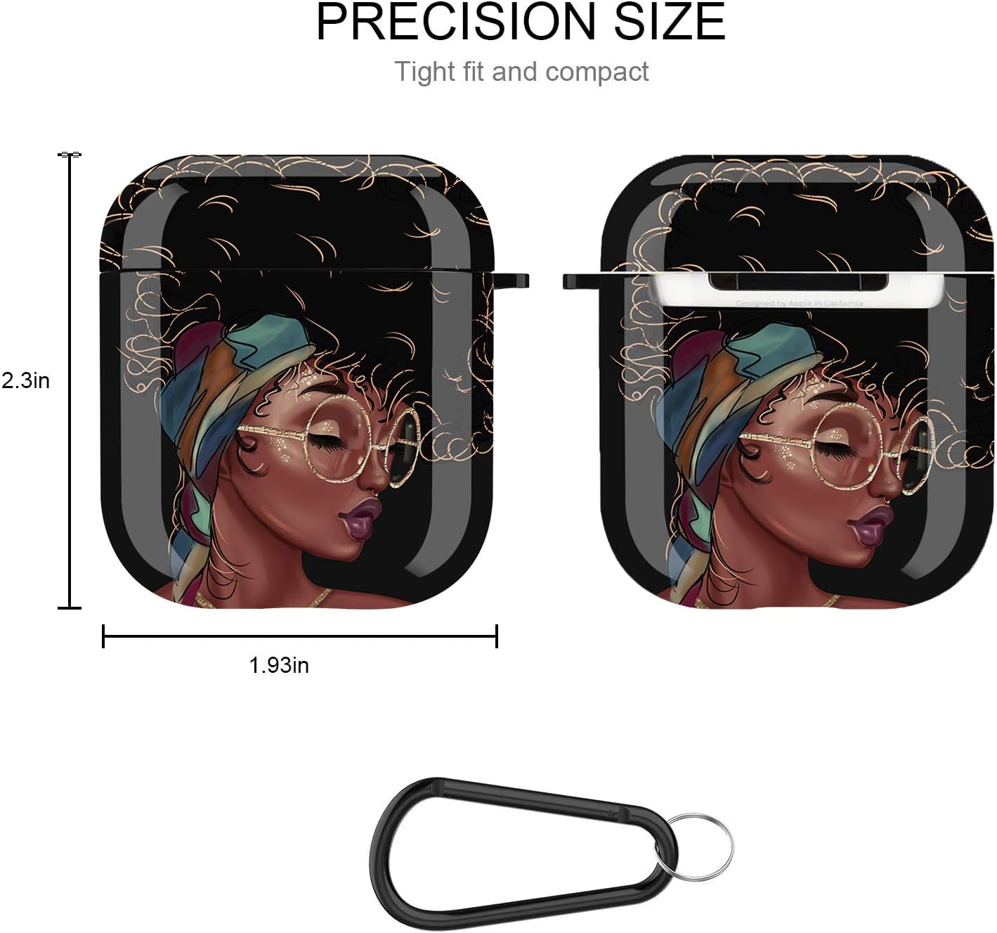 Black Girl Airpods Case Cover, Icemodo Airpods Accessories Compatible with Apple Airpods 1st/2nd,Shockproof Protective TPU Case Cover for Girls Women with Keychain/Strap - Stylish Afro Girl