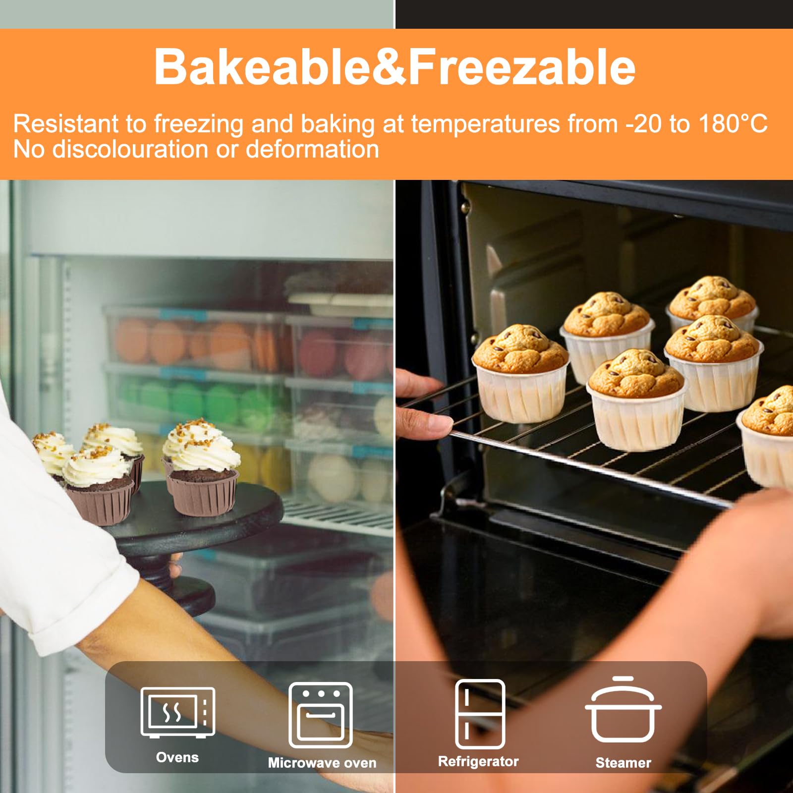 200 Sztuk Papilotek do Muffinek - Papilotki do Babeczek, Odporne na Tłuszcz, Idealne do Deserów, Świąt, Przyjęć i Wesel, Z Papieru Drzewnego (Biały, Zielony, Naturalny, Ciemnobrązowy)