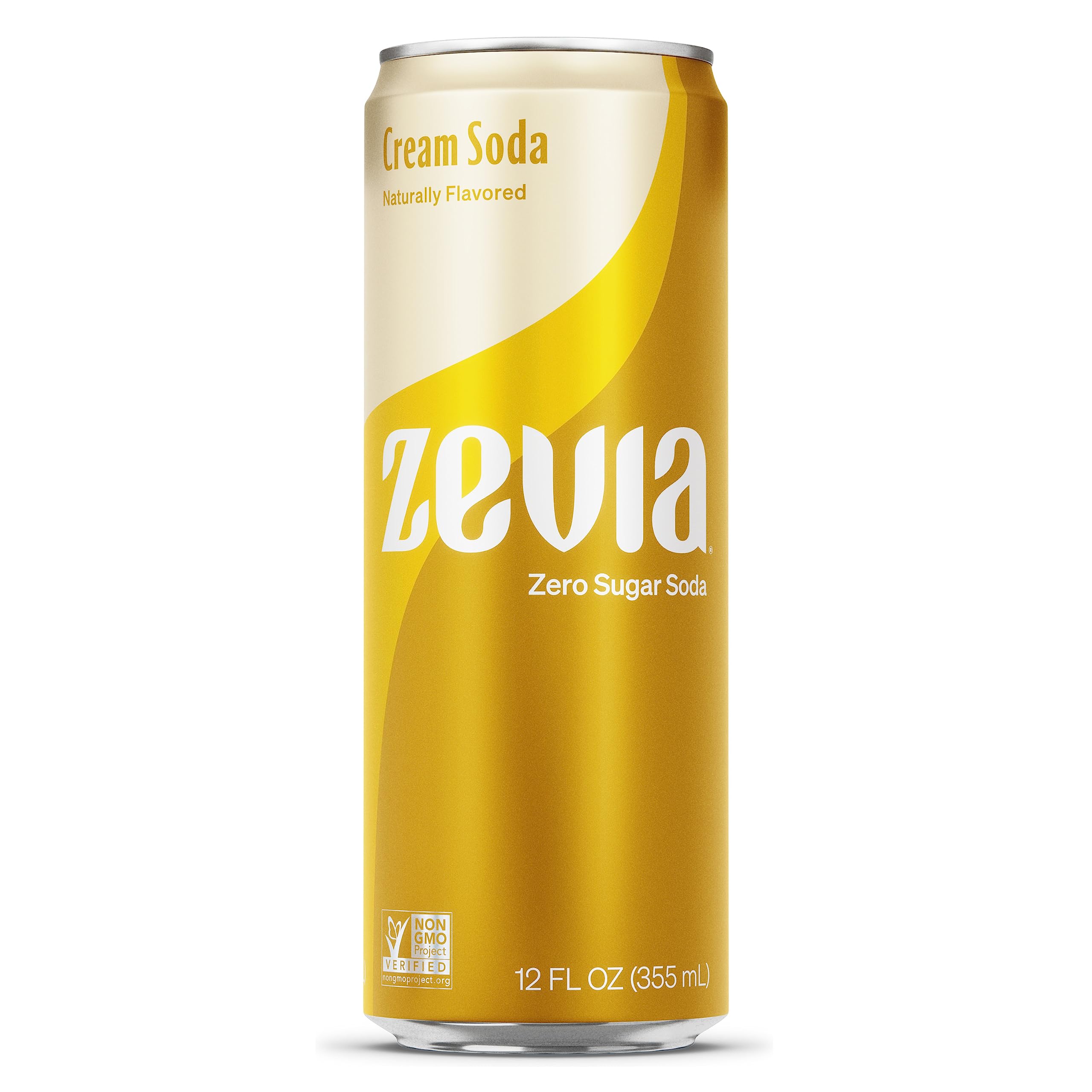 Zevia Zero Sugar Soda Cream Soda 12 Ounce Sleek Can