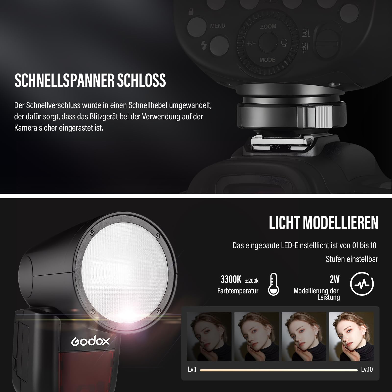 Godox V1F Flash Speedlite 76Ws 2.4G Alta Velocità Sync 1/8000s 2600mAh Li-Ion Akku per Fotocamere Fuji
