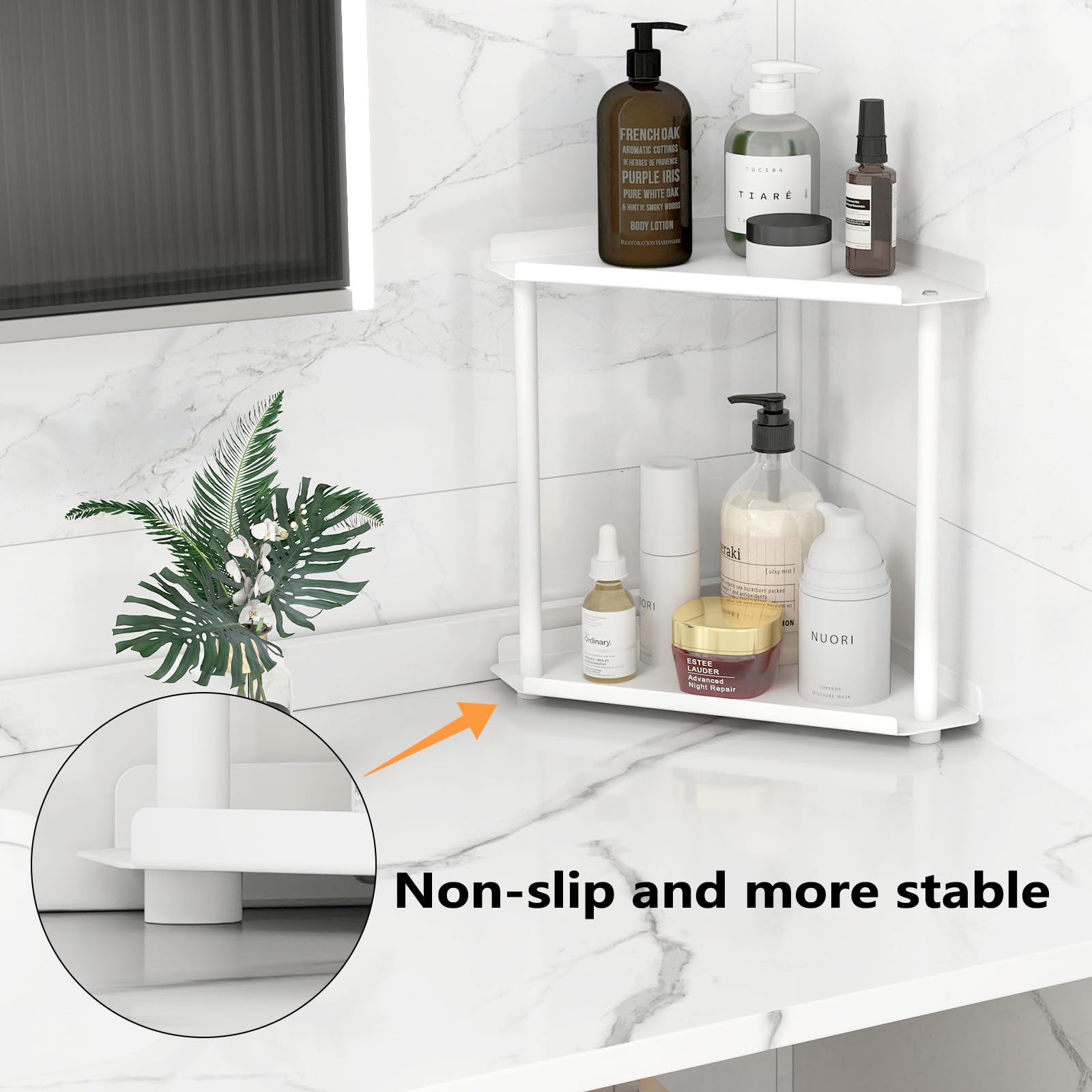 FLE Corner Bathroom Counter Organizer, Bathroom Organizer Countertop,Countertop Storage Shelf for Bath, Kitchen, Living Room, Bedroom
