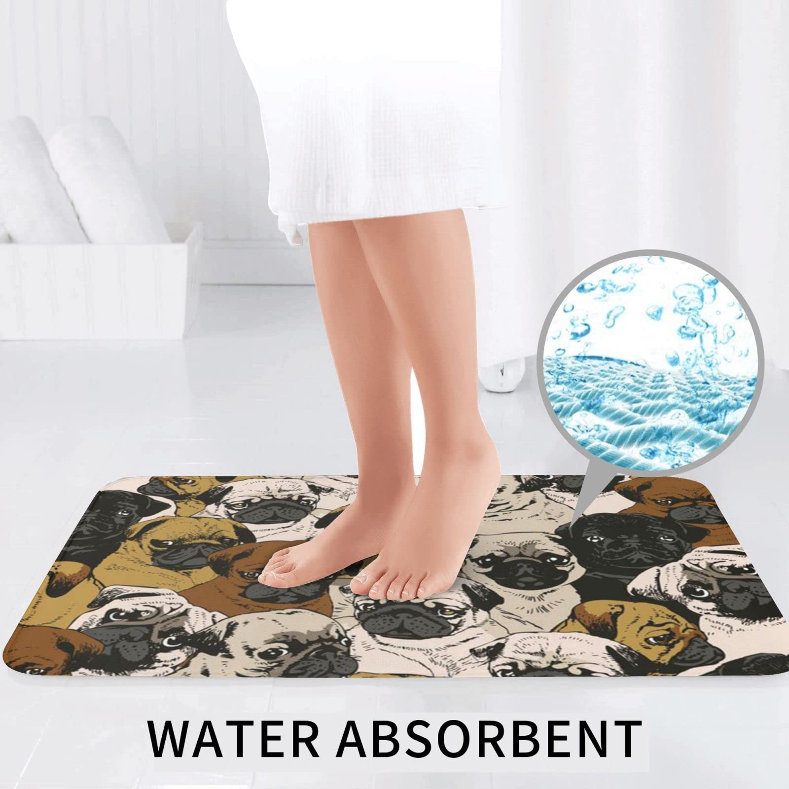 DANLIM Lot de 3 tapis antidérapants pour salle de bain - En flanelle super douce - Super absorbant - Lavable en machine