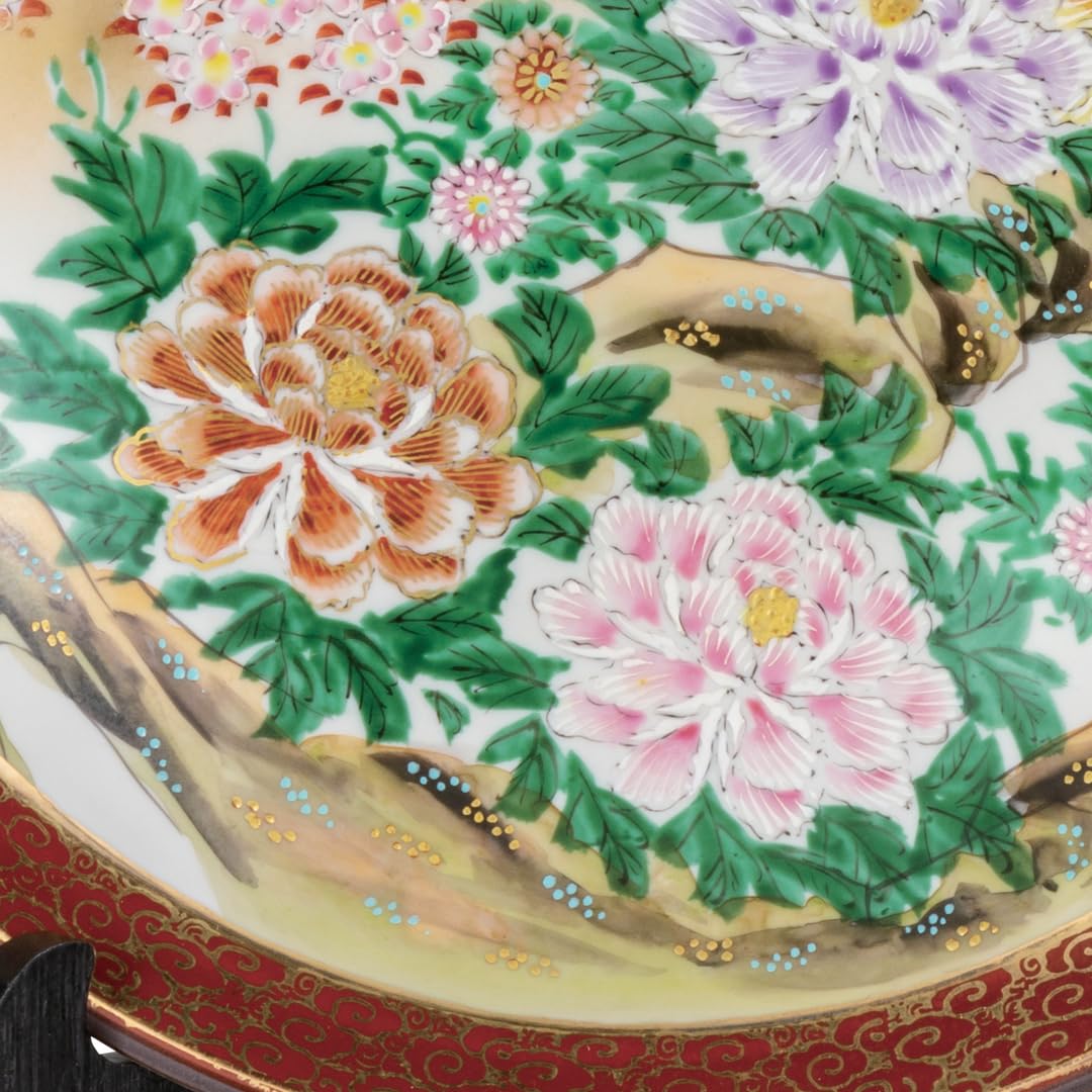 Amazon.co.jp: 九谷焼いわたや 10号飾皿・牡丹鳥 光崖窯 K8-1334