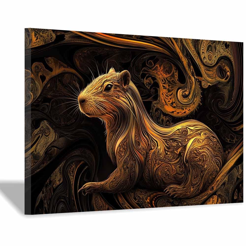 JOSUE Animal Canvas Wall Art Abstract Poster Wall Artworks Pictures for Living Room Bedroom Home Office Decoration(Gold 56)-70x100cm Framed