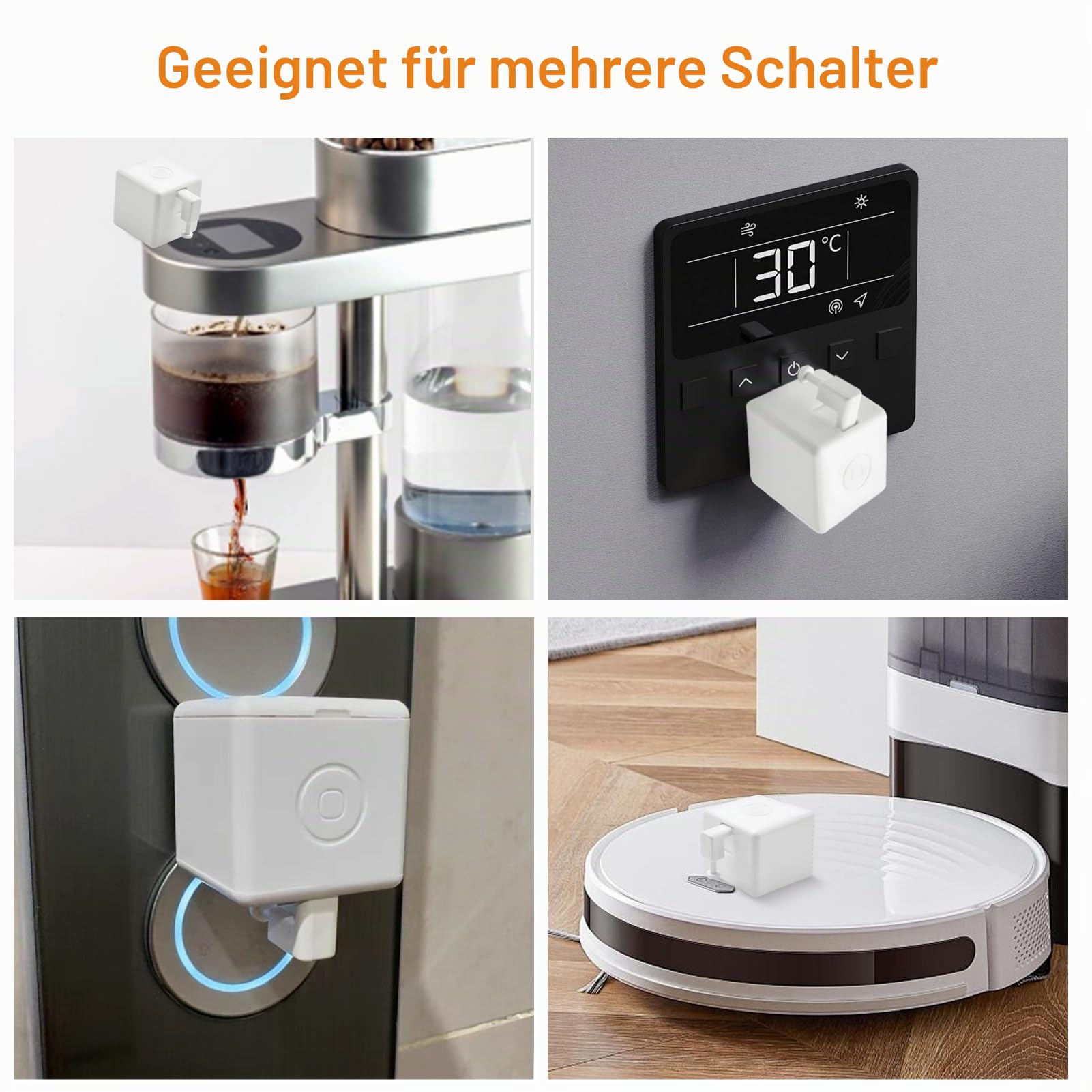 Fingerbot Plus ZigBee Fingerbot-Tastenschalter, Upgrade mit Touch-Steuerung, Weiß, Wippschalter, Druckknopf, AUF-AUF-AN, Weiß
