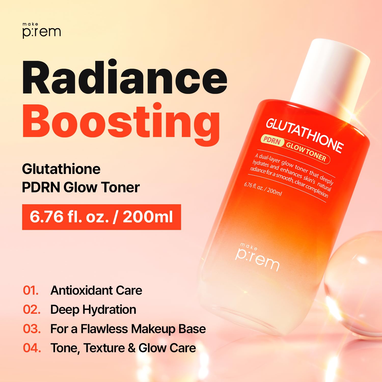 Amazon.com : Make P:REM Glutathione PDRN Glow Toner, Antioxidant Radiance  Booster with Dual Layer Moisture & Smoothing Formula for Sensitive Skin,  Korean Skin Care, 6.76 fl oz, 200ml : Beauty & Personal