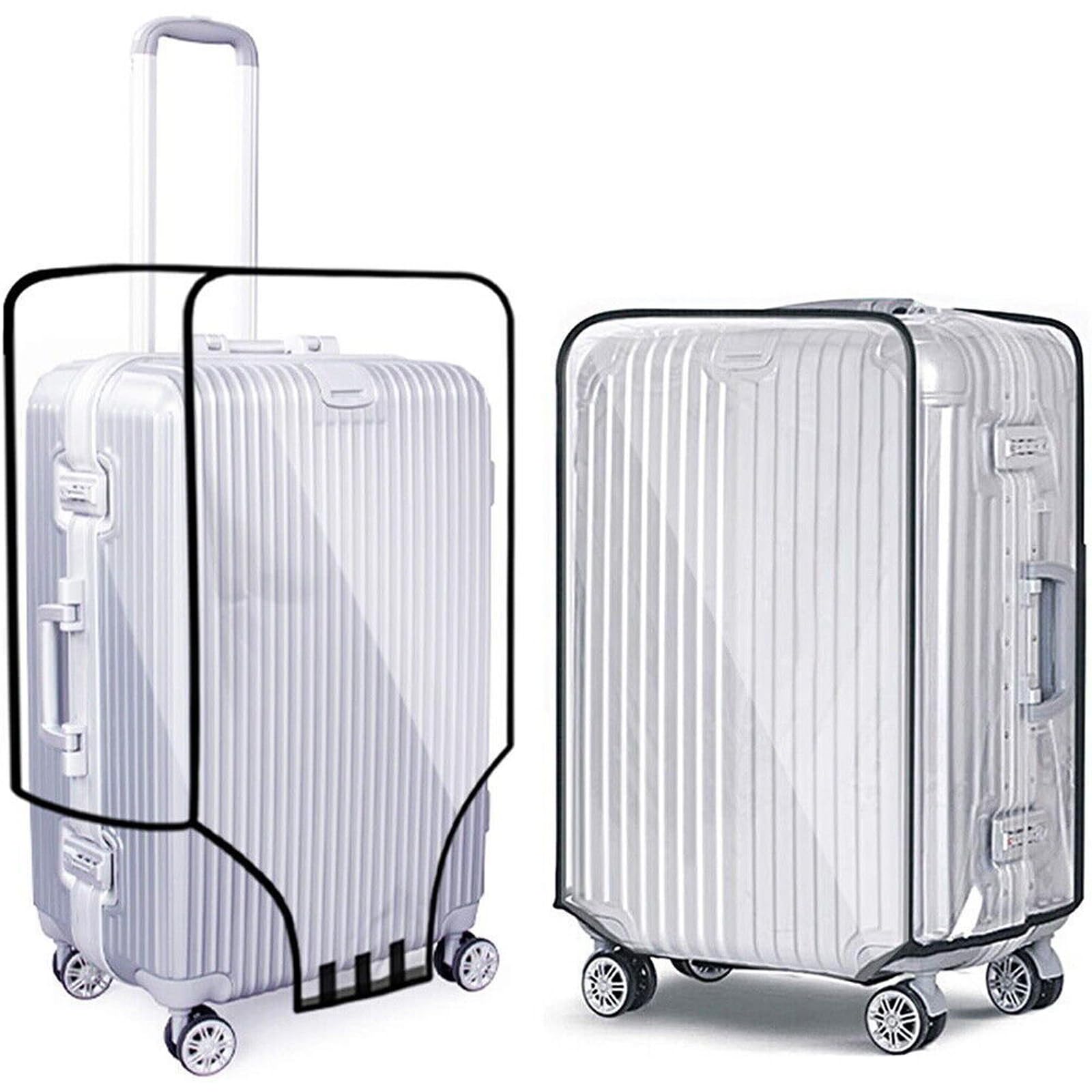 NTEK 26 Inch Clear PVC Suitcase Cover | Protector Waterproof Scratchproof Luggage Cover | Transparent Travel Luggage Cover | Trolley Case Cover Fits for Travel School Daily Using (26 INCH)
