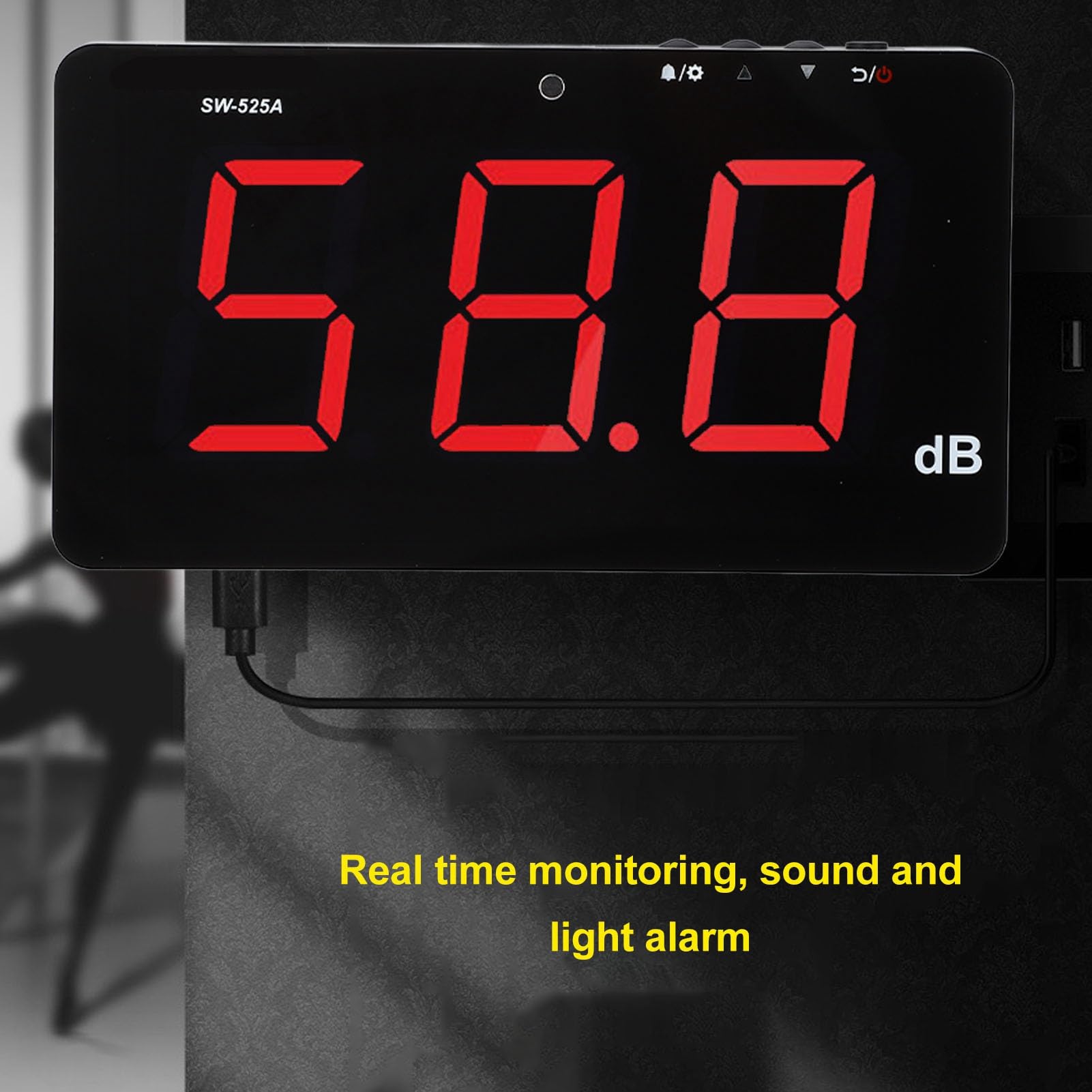 Yinhing SW525A Miernik Decybeli do Montażu na ścianie Miernik Hałasu od 30 do 130 DB z Ekranem LCD o Przekątnej 6 Cali Dokładny Pomiar Dźwięku zastosowań Laboratoryjnych w Domowym Biurze z funkcją