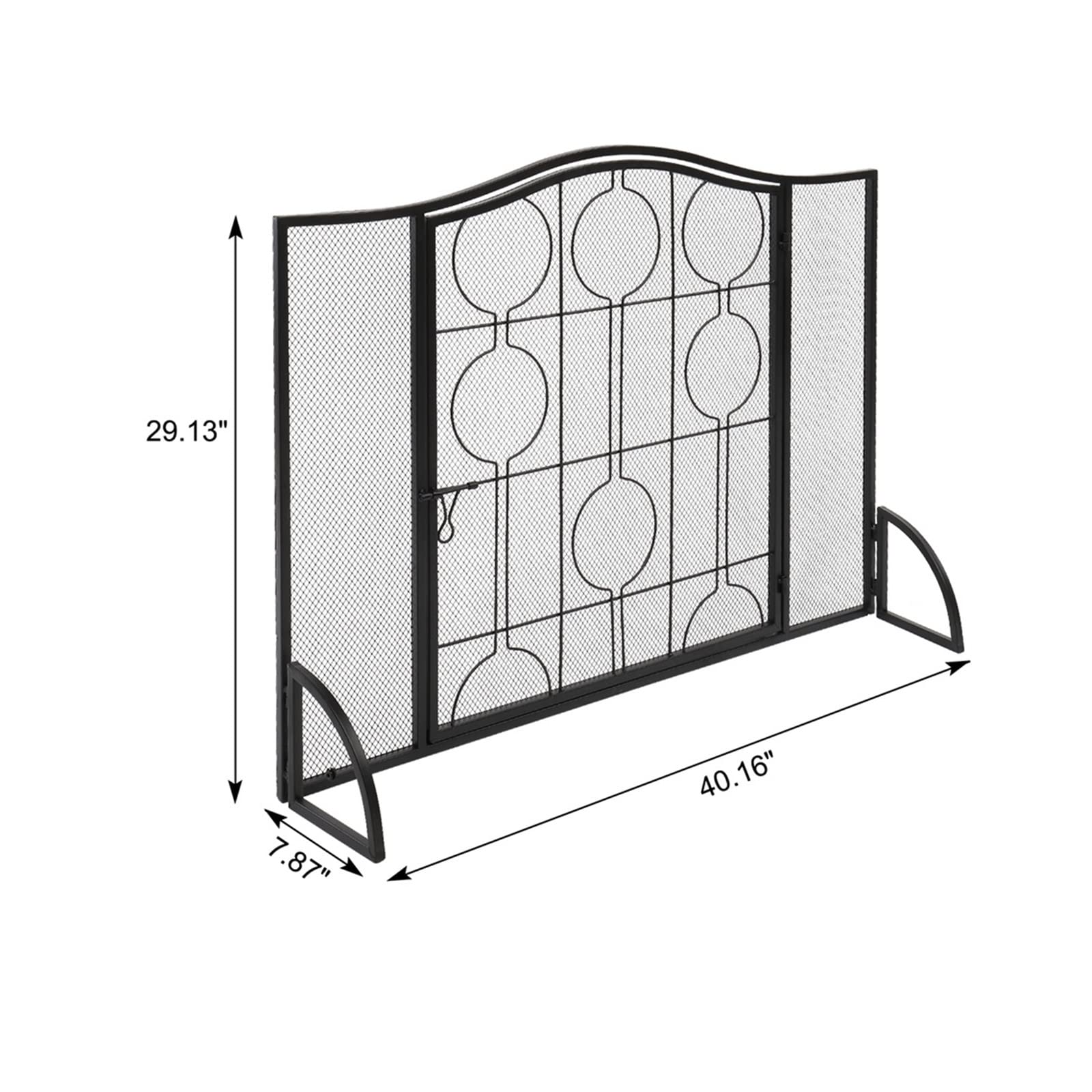 Clôture de cheminée cadre en métal robuste écran de cheminée pliable à